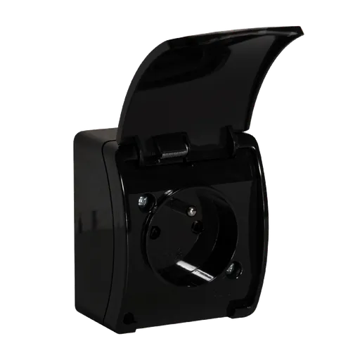 [ORNOR-OE-7105/B/10] 140337- Single socket 2P+E AQUATIC IP44 black, for Belgium and France -ORN