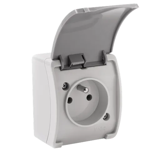 [ORNOR-OE-7105/GR/10] 140338- Single socket 2P+E AQUATIC IP44 grey-graphite, for Belgium and France -ORN