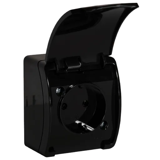 [ORNOR-OE-7105(GS)/B/10] 140339- Single socket 2P+E AQUATIC IP44 black, for Netherlands and Germany -ORN