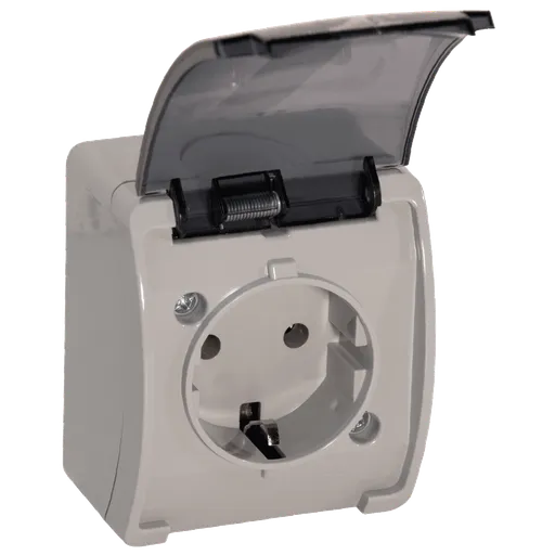 [OR-OE-7105(GS)/GR/10] 140340- Single socket 2P+E Schuko AQUATIC IP44 grey, for Netherlands and Germany -ORN