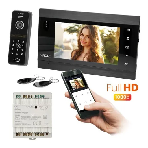 [ORNVDP-61FHDZD/B] 140360- Vidéophone VIFIS FHD (sans combiné, serrure à code, lecteur de cartes/badges de proximité, contrôlé par application mobile, alimentation sur rail DIN, noir)