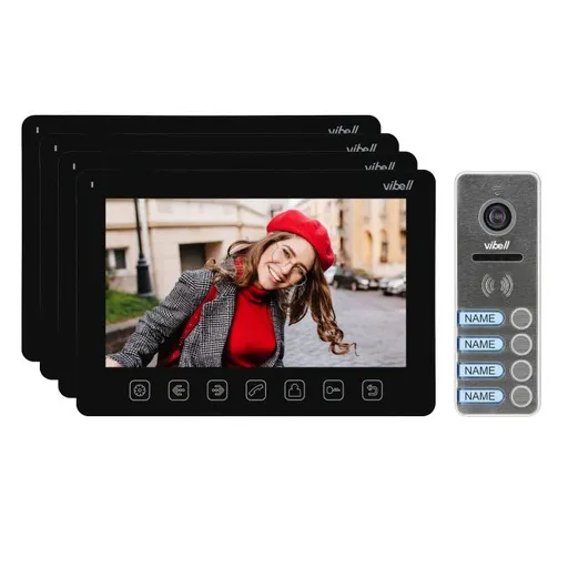 [ORNOR-VID-EX-1065/B] 140363-NOVEO MULTI4 un ensemble de visiophone pour quatre familles, moniteur LCD 7", noir