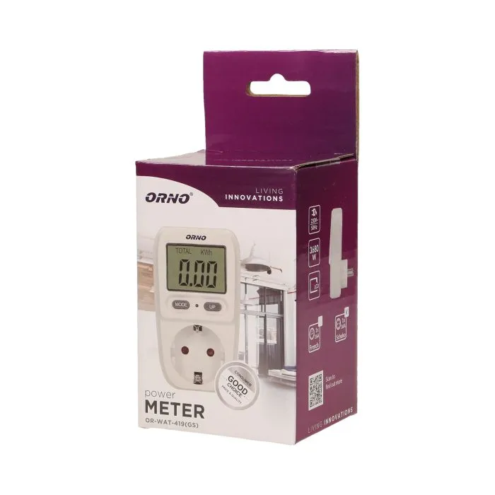 [ORNOR-WAT-419(GS)] 140367-Compteur de puissance avec écran LCD, schuko, pour les Pays-Bas et l'Allemagne -ORN