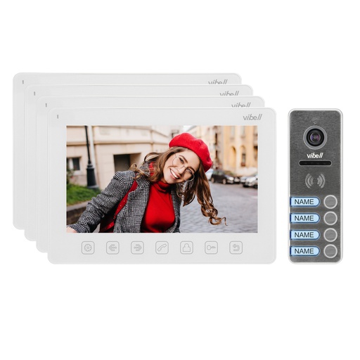 [ORNOR-VID-EX-1065/W] 140379-NOVEO MULTI4 a four-family video door phone set, LCD 7" monitor, white-ORN