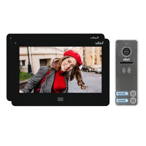 [ORNOR-VID-EX-1064/B] 140381- FELIS MEMO MULTI2 visiophone pour deux familles, moniteur LCD 7", slots SD+DVR, noir