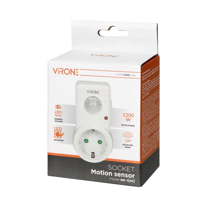 [ORNMS-1(GS)] 140402 - Plug-in motion detector, 120°, IP20, 280W, Schuko for Netherlands and Germany