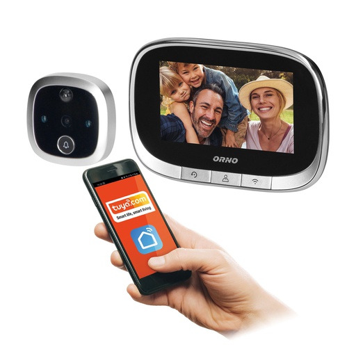 [ORNOR-WIZ-1109] 140409 - Electronic door viewer with integrated motion sensor and 4.3'' LCD screen, image and video recording on Micro SD card, remote control via Tuya APP