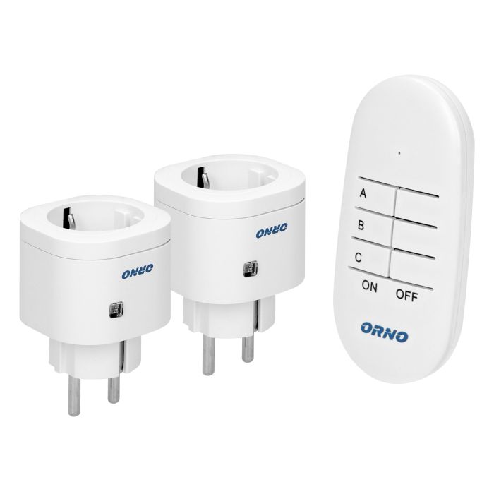 [ORNOR-GB-439(GS)] 140421 - Mini draadloos stopcontact met afstandsbediening, 2+1, Schuko voor Nederland en Duitsland