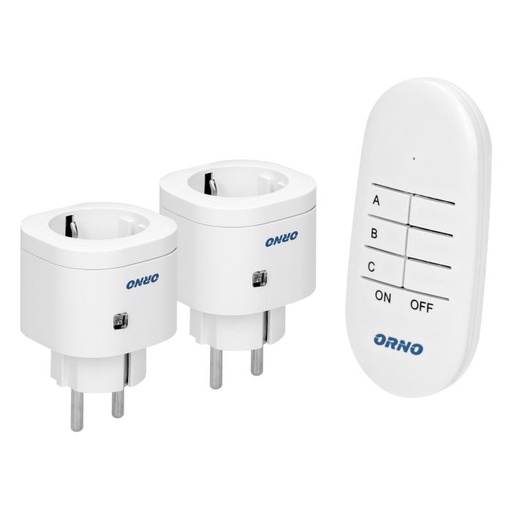 [ORNOR-GB-439(GS)] 140421 - Mini draadloos stopcontact met afstandsbediening, 2+1, Schuko voor Nederland en Duitsland