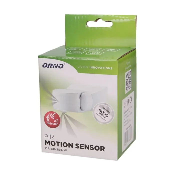 [ORNOR-CR-254/W] 140446 - Détecteur de mouvement PIR réglable 360°/180°, IP65