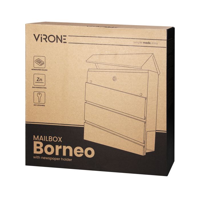 [ORNMB-1/A] 148024-BORNEO mailbox with newspaper holder, galvanized steel, anthracite