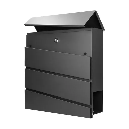[ORNMB-1/B] 148025 - BORNEO mailbox with newspaper holder, galvanized steel, black