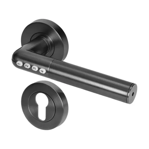 [ORNOR-ZS-850/B] 143142 - Smart handle with code lock has a builtin code lock and it is suitable for installation in left and righthand doors; unlocks the door either by user’s PIN code, or by a free smartphone app using Bluetooth 4.