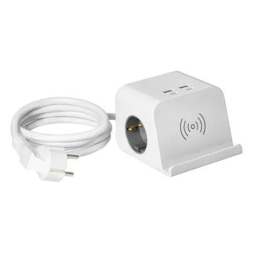 [ORNOR-AE-13249(GS)/W] 140489-Desktop power strip with USB charger, screw clamp and 1.4 m cable, 2x2P+E (Schuko), 4xUSB, white