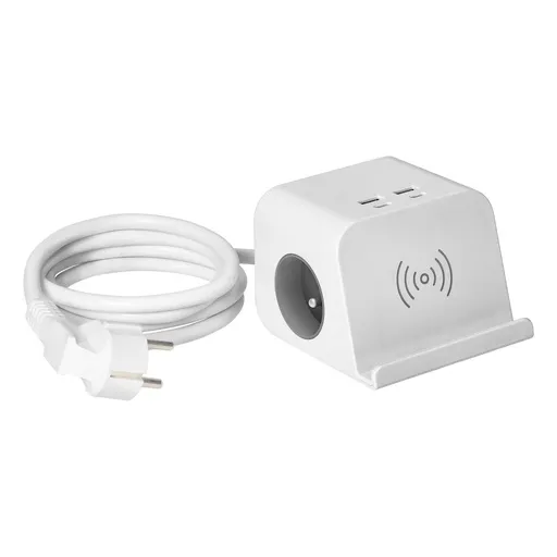 [ORNOR-AE-13249/W] 140509-Desktop power strip with USB charger, screw clamp and 1.4 m cable, 2x2P+E, 4xUSB, white