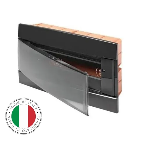 [FAGFG14712] 147120- Boîtier de distribution encastré 12 modules avec cadre noir et porte noire 315x215x80mm IP40 FAEG 