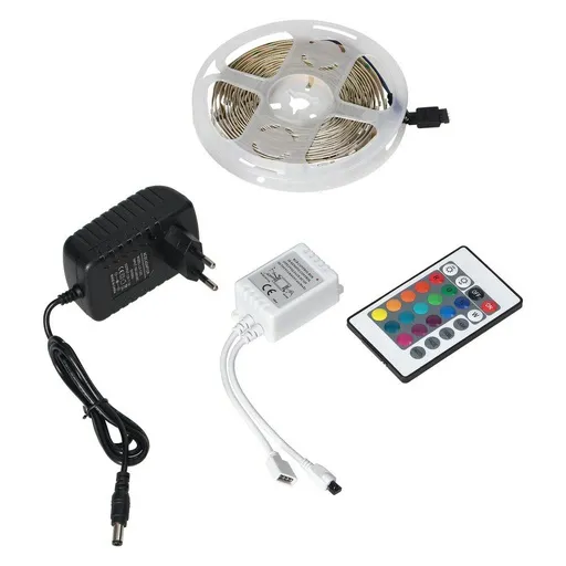 [ORNLD-8/5M/RGB/SET] 140515-Kit d'éclairage LED pour mobilier et décoration dans des pièces sèches 12V 100 30 led/m, 7,2W/m IP20 RGB, longueur 5m, incluant driver RGB et alimentation-ORN