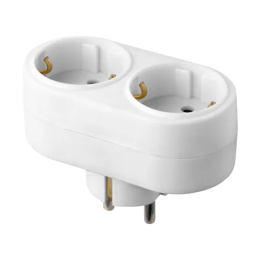[ORNOR-AE-13270(GS)/W] 140522-Oval socket splitter 2x2P+E Schuko, white