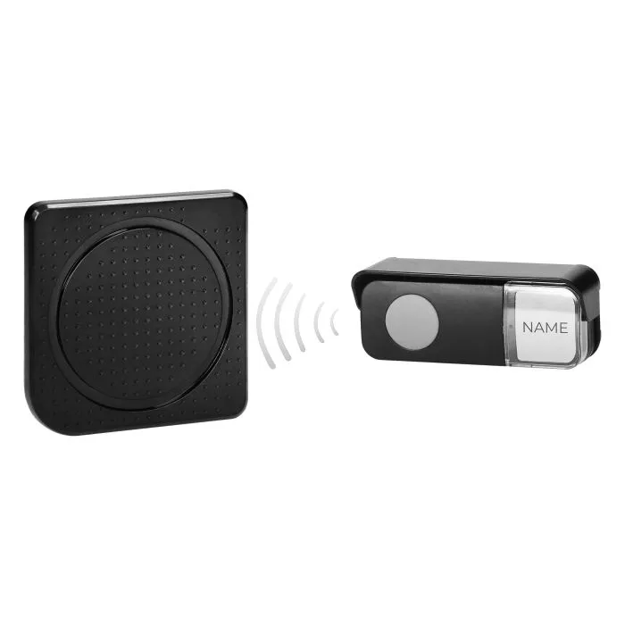 [ORNOR-DB-MP-166/B] 143078 - TOGI AC wireless doorbell, 230V with learning system, black range in open field up to 200m, waterproof button (IP56), 38 selectable ringtones