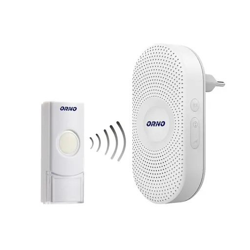 [ORNOR-DB-QX-155] 143080 - LONGA AC wireless doorbell learning system, 36 ringtones, 300m operation range, the bell (receiver) is connected directly to the ~230V socket, while the transmitter is powered by 3V CR2032 battery;