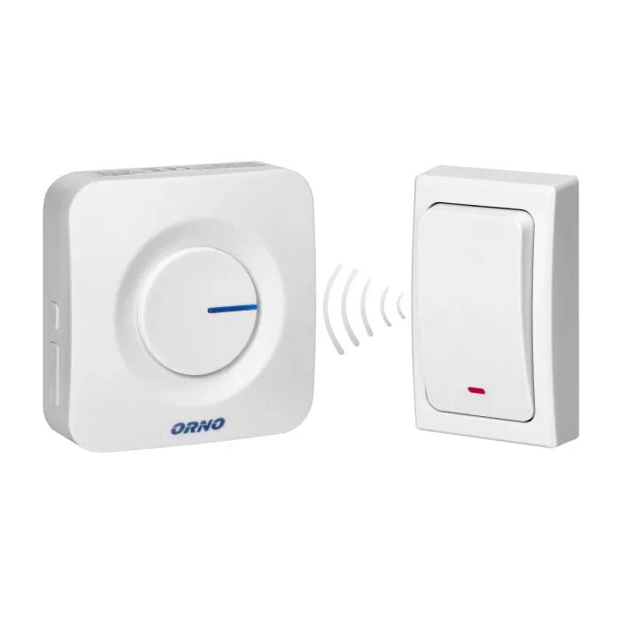 [ORNOR-DB-MT-156/W] 143082 - ONDO AC wireless doorbell, white plugin system, with batteryfree button, learning system, 36 ringtones, operation range up to 200m