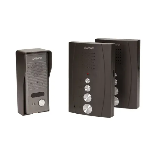[ORNOR-DOM-RE-920/B] 140555 - Single family doorphone, handset free, ELUVIO INTERCOM aluminium housing; surface mounted; wires 4+2; loudspeaker; additional button - gate control function; black indoor unit