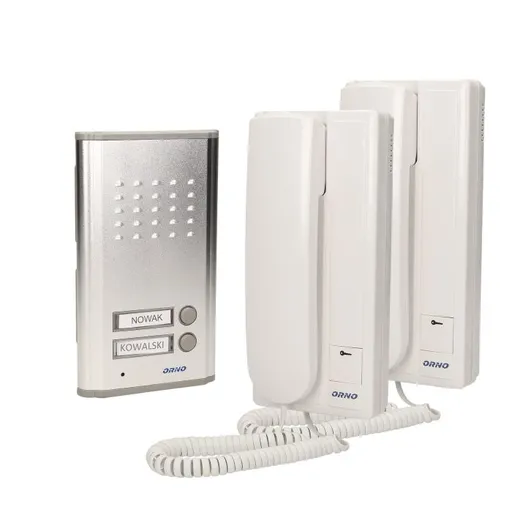 [ORNOR-DOM-RL-903] 143103 - Two family doorphone, flush mounted, FOSSA MULTI aluminium housing; flush mounted; backlit surname; small amount of wires 2+2