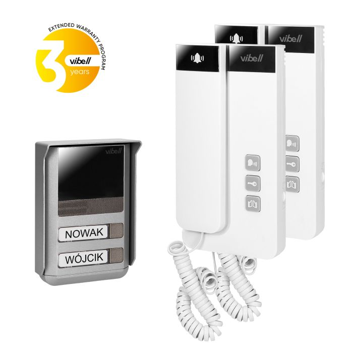 [ORNOR-DOM-SL-924] 140563 - 2-wire doorphone, surface mounted, SALEM MULTI 2-wire installation, magnetic handset, additional gate control function, surface mounting, DIN bus power supply, electric strike does not require additional power supply, name backlight