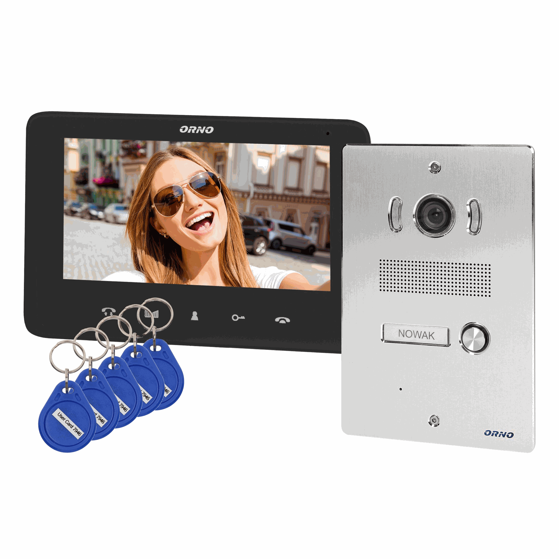 140574 - INDI N 7" single family video doorphone set handset-free with multicolor 7" LCD screen, proximity tags reader and intercom function, flush-mounted