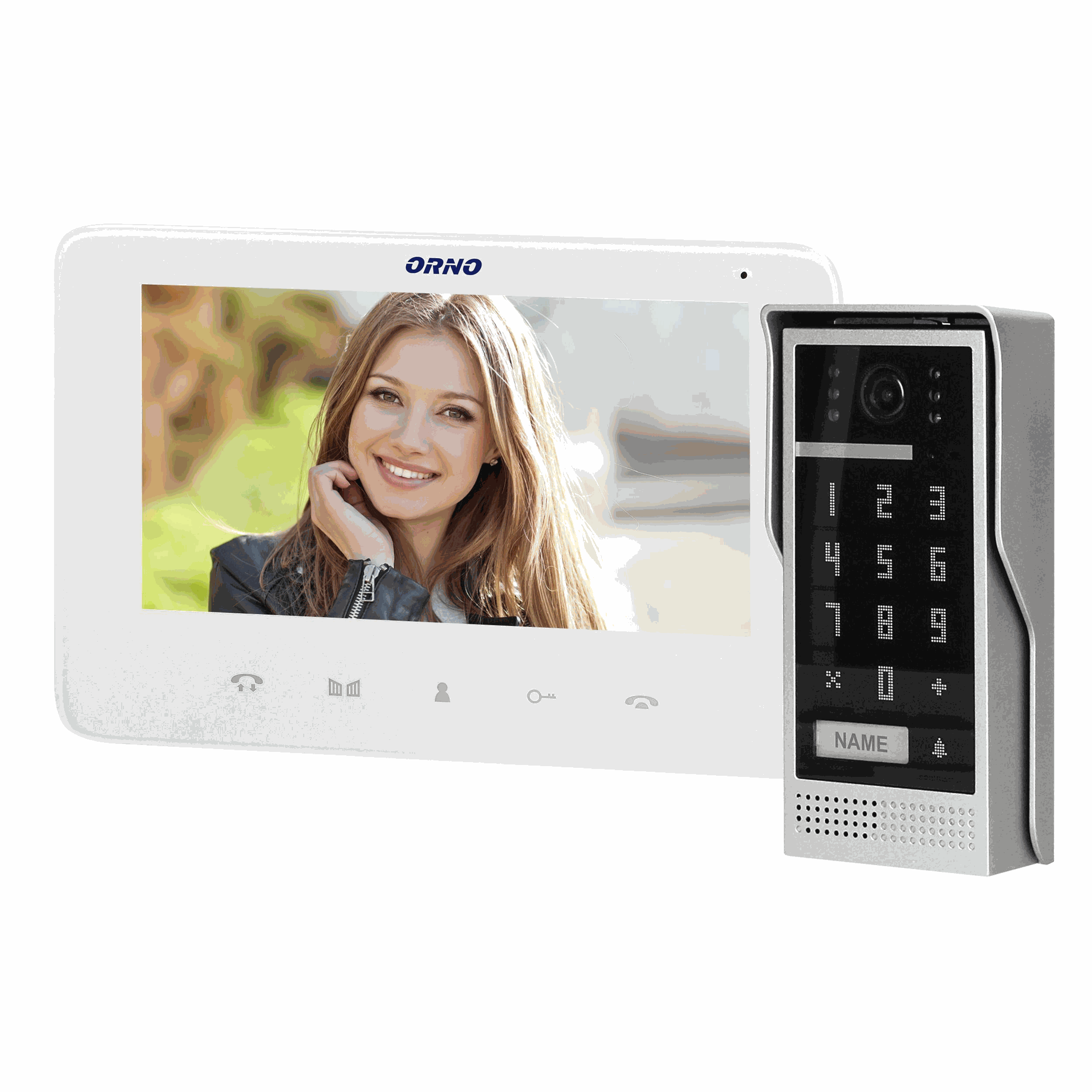 140576 - SCUTI 7" single family video doorphone set , white handset-free with multicolor 7" LCD screen, code lock and intercom function, surface-mounted