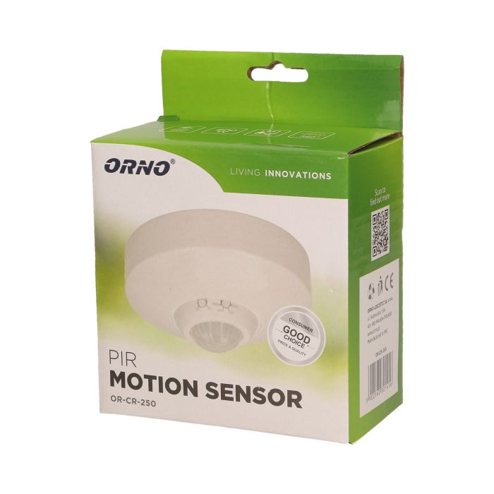 [ORNOR-CR-250] 140701 - PIR motion sensor 360° protection rating: IP 20, viewing angle: 360°, collaborates with LED lighting