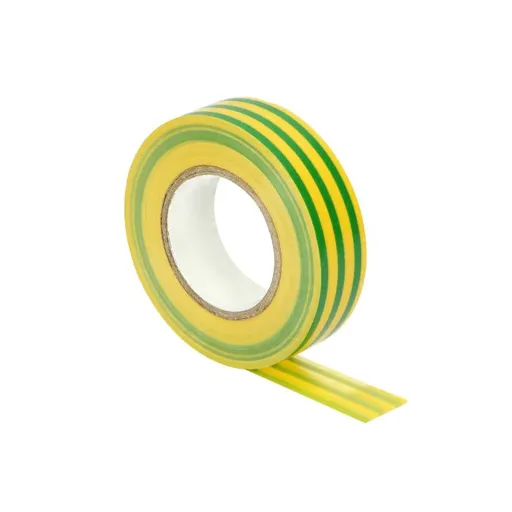 [ORNOR-AE-13196/YG/20M/S] 149741 - Insulation tape, flameretardant, yellow/green, 10pcs 19mm wide, 0.13mm thick, 20m long