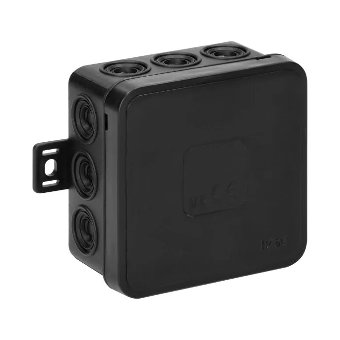 [ORNOR-JB-13802/B] 149694 - Surfacemounted junction box CLICK IP54 12 cable entries 75x75x41mm black