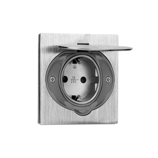 [ORNOR-AE-1397(GS)] 141153 - Hermetic, flush-fitting socket, Schuko current rating: 16A, voltage: 230V, socket type: 2P+E, protection rating: IP 55, rated load: max. 3680W