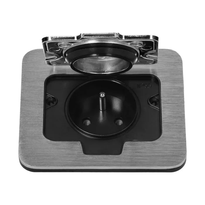 [ORNOR-GM-9031] 149460 - Hermetic electrical socket, IP55, opening angle 110°, brushed aluminium