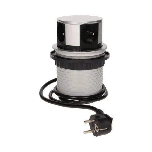 [ORNOR-AE-1341] 149452 - Flushfitting furniture socket with 1.5m cable 4 x 230V AC/16A; 3680W; IP20; cabel lenght 1,5 m