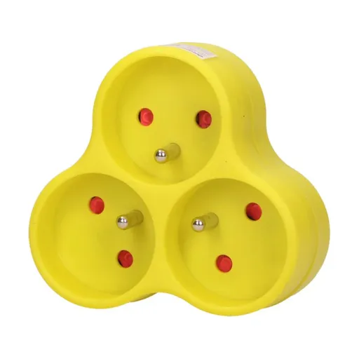 [ORNOR-AE-13134/L] 149215 - Triple socket outlet, turquoise Threesocket splitter with grounding, suitable for any interior where additional sockets are required. (kopya)