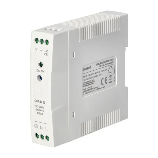 [ORNOR-PSU-1660] 140828 - Industrial power supply for a DIN rail, 24VDC, 0.42A, 10W, plastic housing