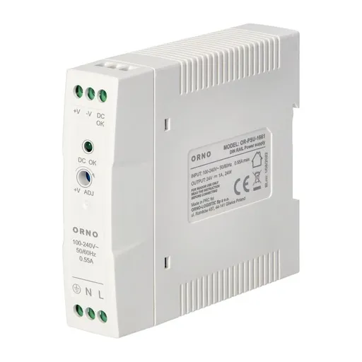 [ORNOR-PSU-1661] 140829 - Industrial power supply for a DIN rail, 24VDC, 1A, 20W, plastic housing