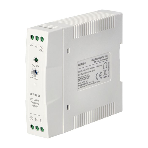 [ORNOR-PSU-1661] 140829 - Industrial power supply for a DIN rail, 24VDC, 1A, 20W, plastic housing
