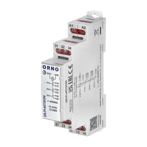 [ORNOR-PI-457/3/UNI] 140840 - Installation relay, 3P, 8A, 12-230 VUC