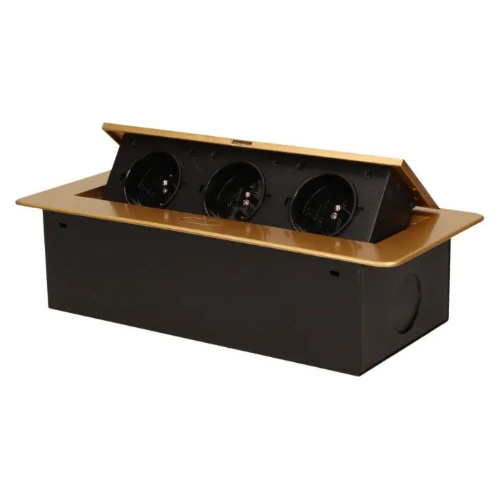 [ORNOR-AE-1336/C] 141047 - Recessed furniture socket 3x2P+E, gold power supply: 230V AC / 56-60Hz; maximum load: 3600W; protection rating: IP20;