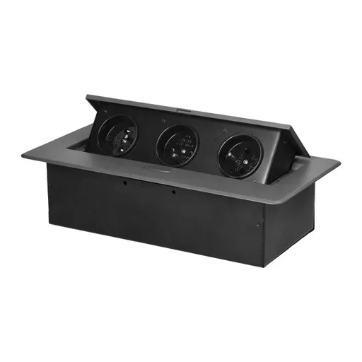 [ORNOR-GM-9032/GR] 149384 - Recessed furniture socket with flat milled edge, 3x2P+E, graphite