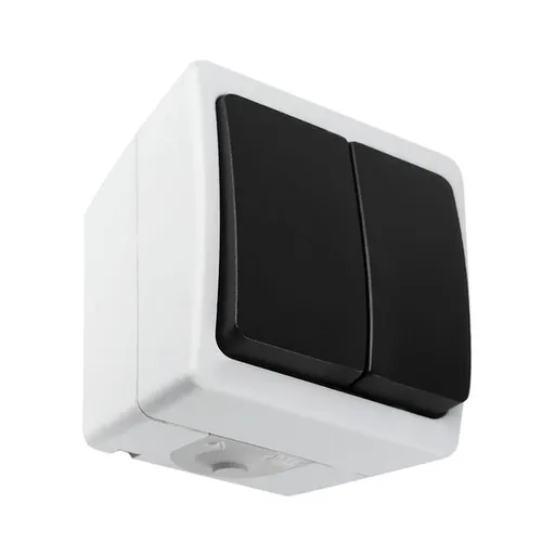 [ORNOR-OE-7301/WB/10] 140939 - AQUATIC MINI IP54 Two-button switch, white/black, 10 pcs
