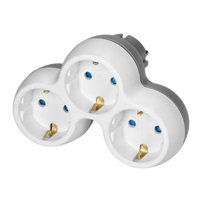 [ORNOR-AE-13239(GS)] 140905 - Power socket splitter 3x2P+E (Schuko), white-grey