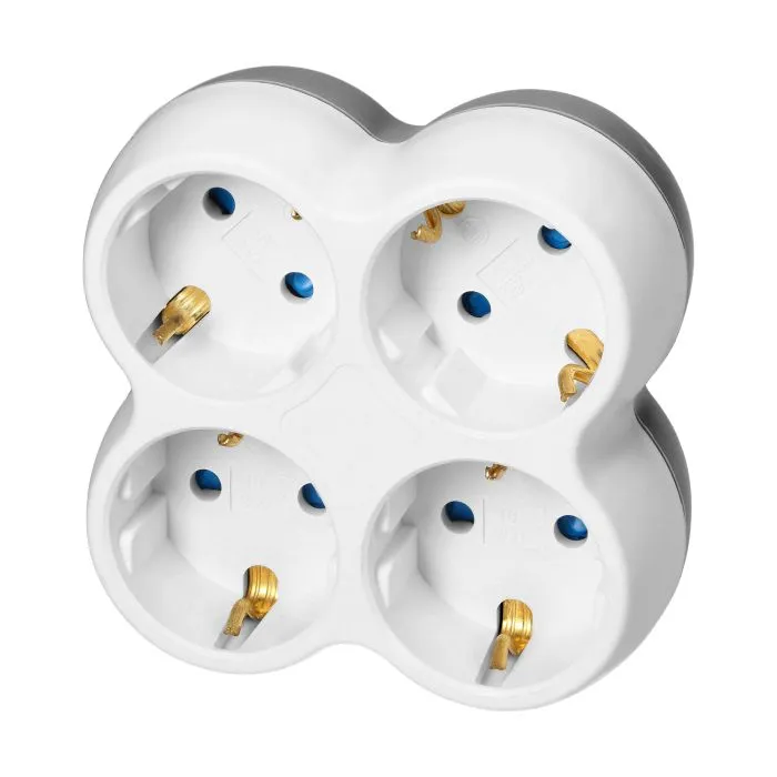[ORNOR-AE-13240(GS)] 140906 - Power socket splitter 4x2P+E (Schuko), white-grey