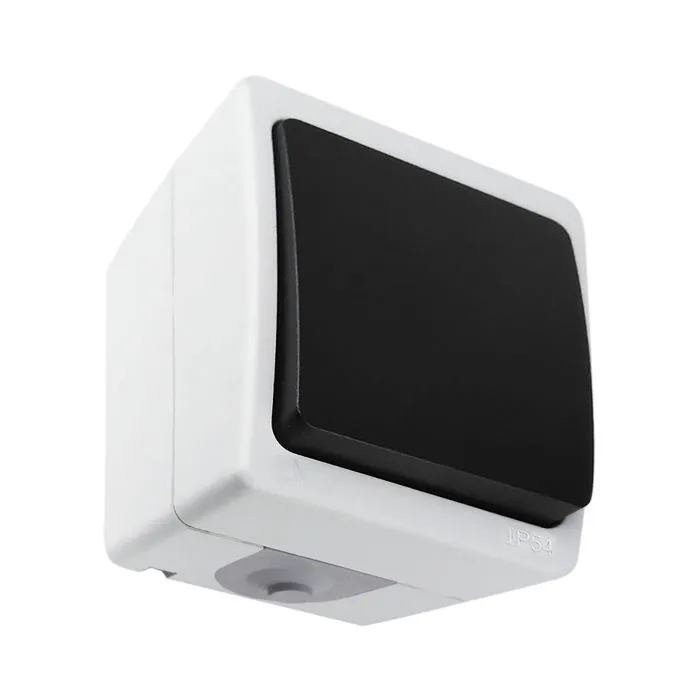 [ORNOR-OE-7300/WB/10] 140937 - AQUATIC MINI IP54 Single-pole switch, white/black, 10 pcs