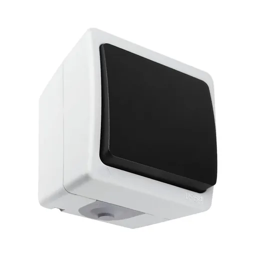 [ORNOR-OE-7300/WB/10] 140937 - AQUATIC MINI IP54 Single-pole switch, white/black, 10 pcs