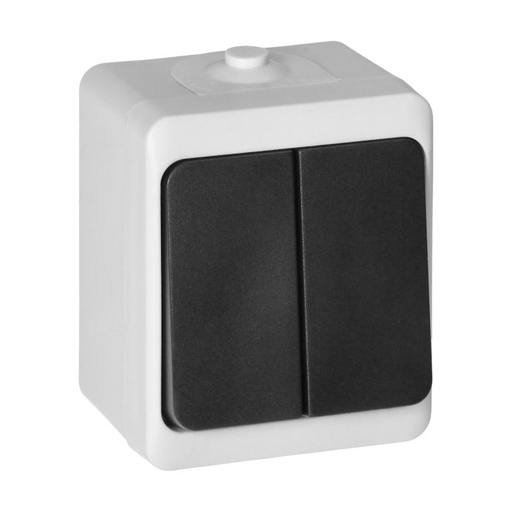 [ORNOR-OE-7301/WB] 140938 - AQUATIC MINI IP54 Two-button switch, white/black