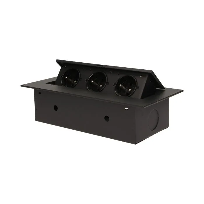 [ORNOR-AE-1371/B] 141042 - Recessed furniture socket 3x2P+E, black power supply: 230V AC, 3x16A, ; maximum load: 3600W; protection rating: IP20;